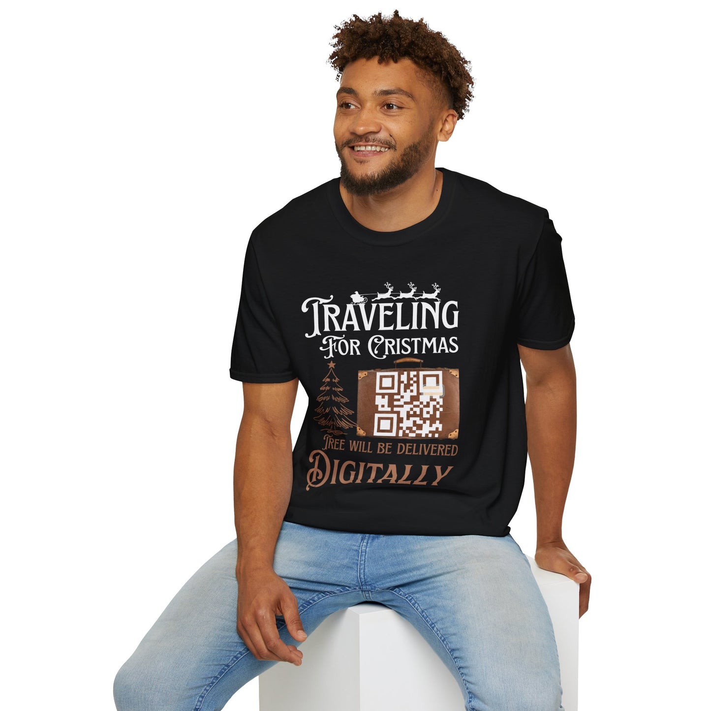 Traveling for Christmas T-Shirt — “Tree Will Be Delivered Digitally” Holiday Tee