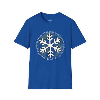 Snowflake Graphic T-Shirt – Circle Winter Emblem Tee