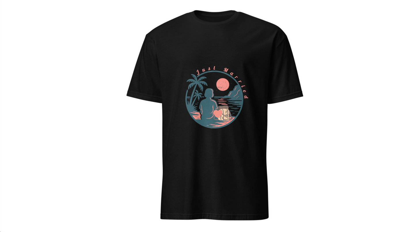 “Just Married” Women’s T-Shirt – The Perfect Blend of Humor and Sarcasm