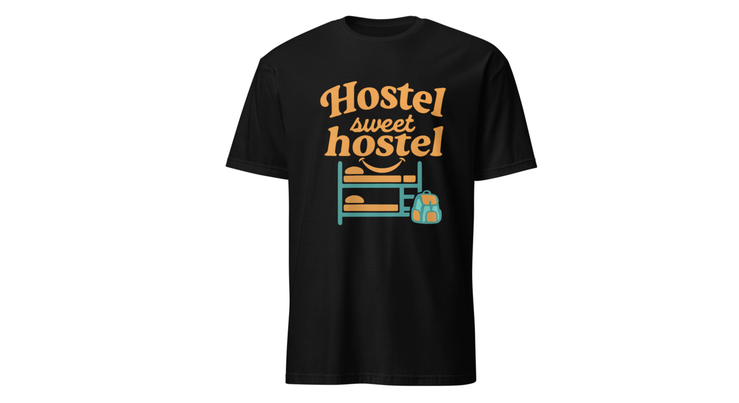 Hostel Sweet Hostel Unisex T-Shirt — Backpacking & Travel Bunk Tee