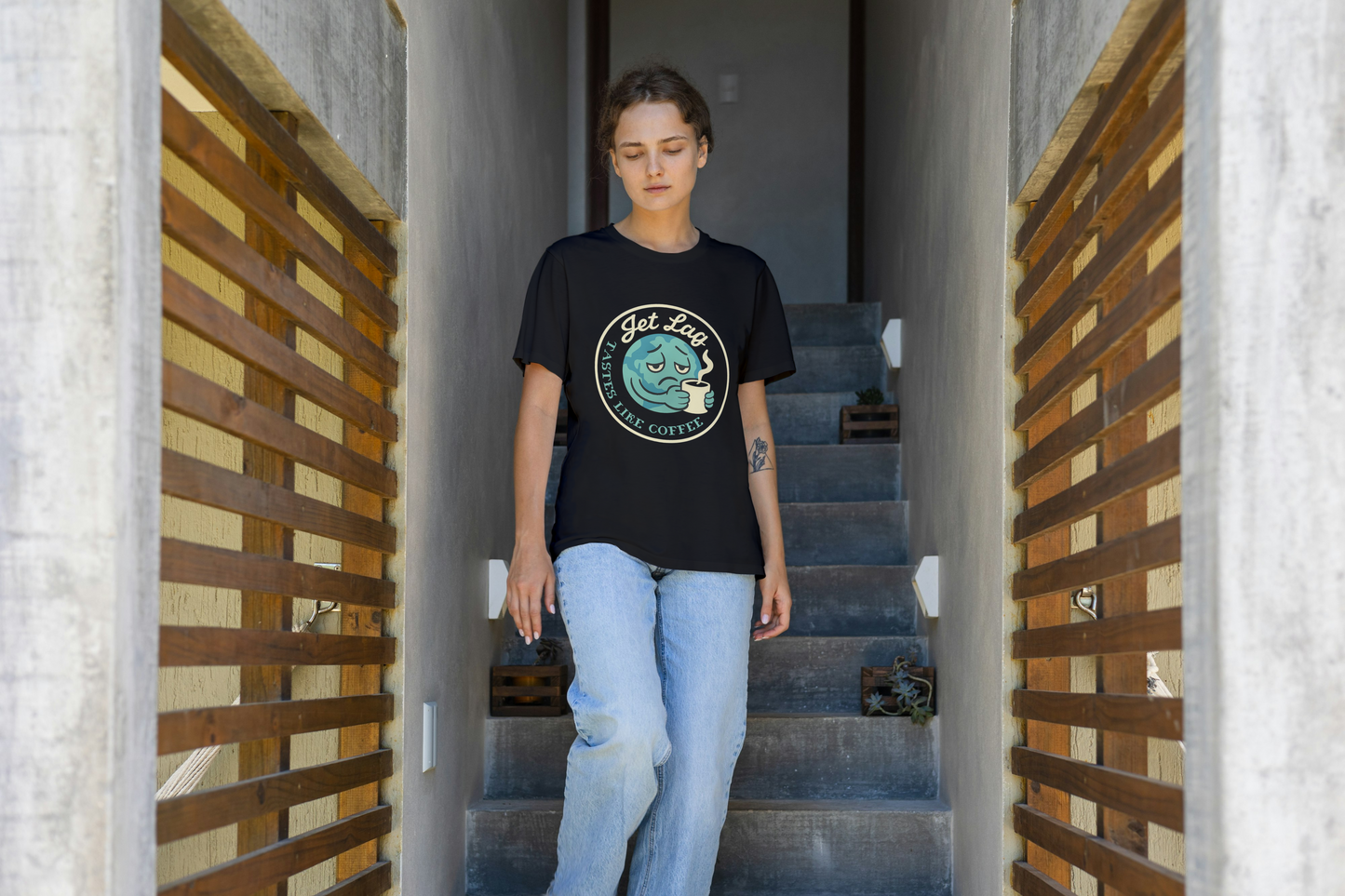“Tastes Like Coffee” Unisex Planet Graphic Tee.