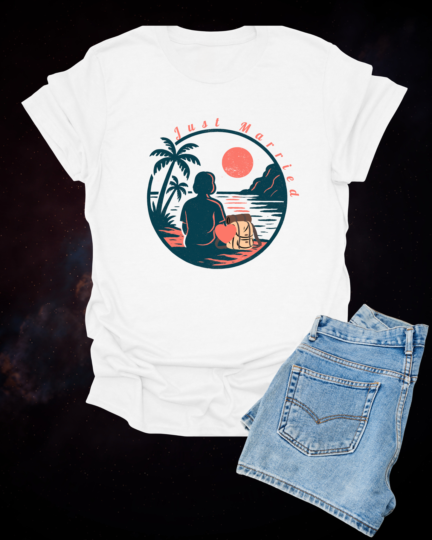 “Just Married” Women’s T-Shirt – The Perfect Blend of Humor and Sarcasm