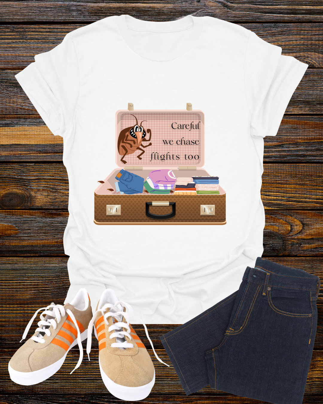 "Careful We Chase Flights Too" Funny T-Shirt design ,For Travelers