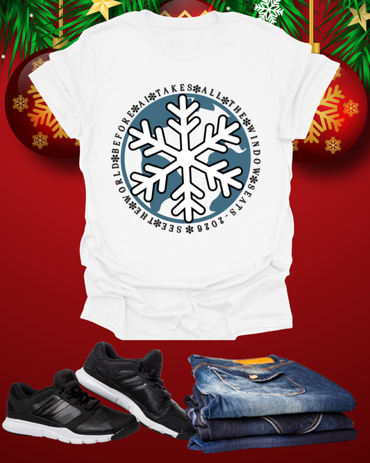 Snowflake Graphic T-Shirt – Circle Winter Emblem Tee