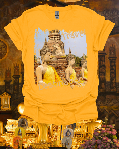 Buddha Temple Travel Graphic Unisex T-Shirt — Vintage-Style Southeast Asia Vacation Tee