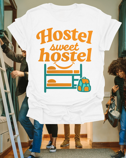 Hostel Sweet Hostel Unisex T-Shirt — Backpacking & Travel Bunk Tee