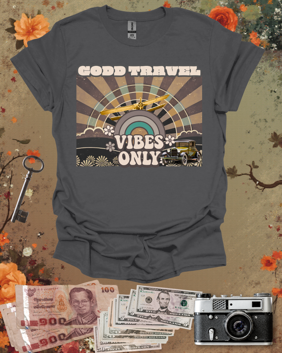 Good Travel Vibes Only – Retro Style T-Shirt.