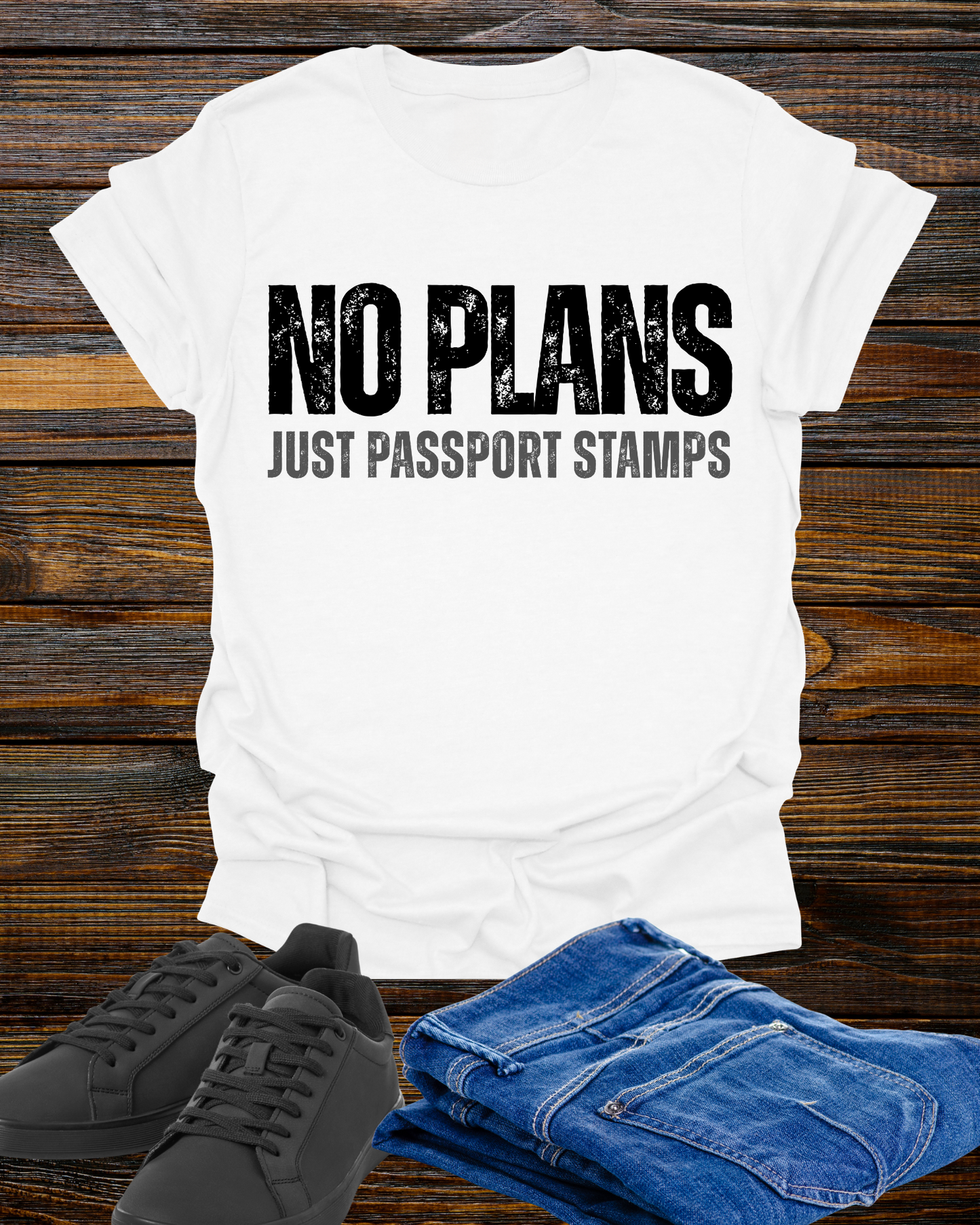 Travel-Inspired Unisex T-Shirt - 'No Plans Just Passport Stamps'