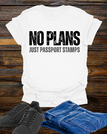 Travel-Inspired Unisex T-Shirt - 'No Plans Just Passport Stamps'