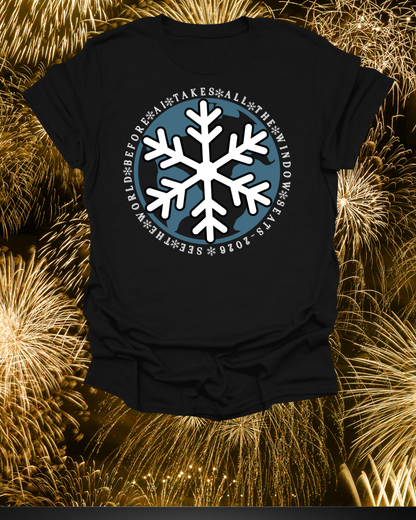 Snowflake Graphic T-Shirt – Circle Winter Emblem Tee