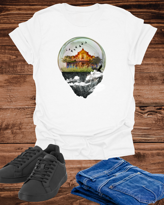 Unisex T-Shirt – ‘Castle Trapped in a Glass Case’ Art Design