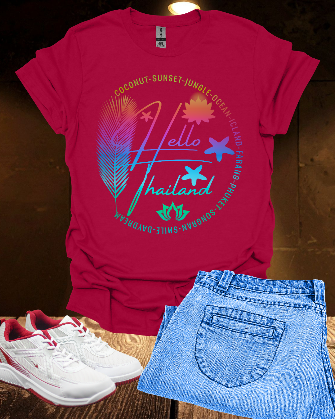 Hello Thailand Women’s Softstyle Tee – Colorful Travel Shirt for Thailand Lovers