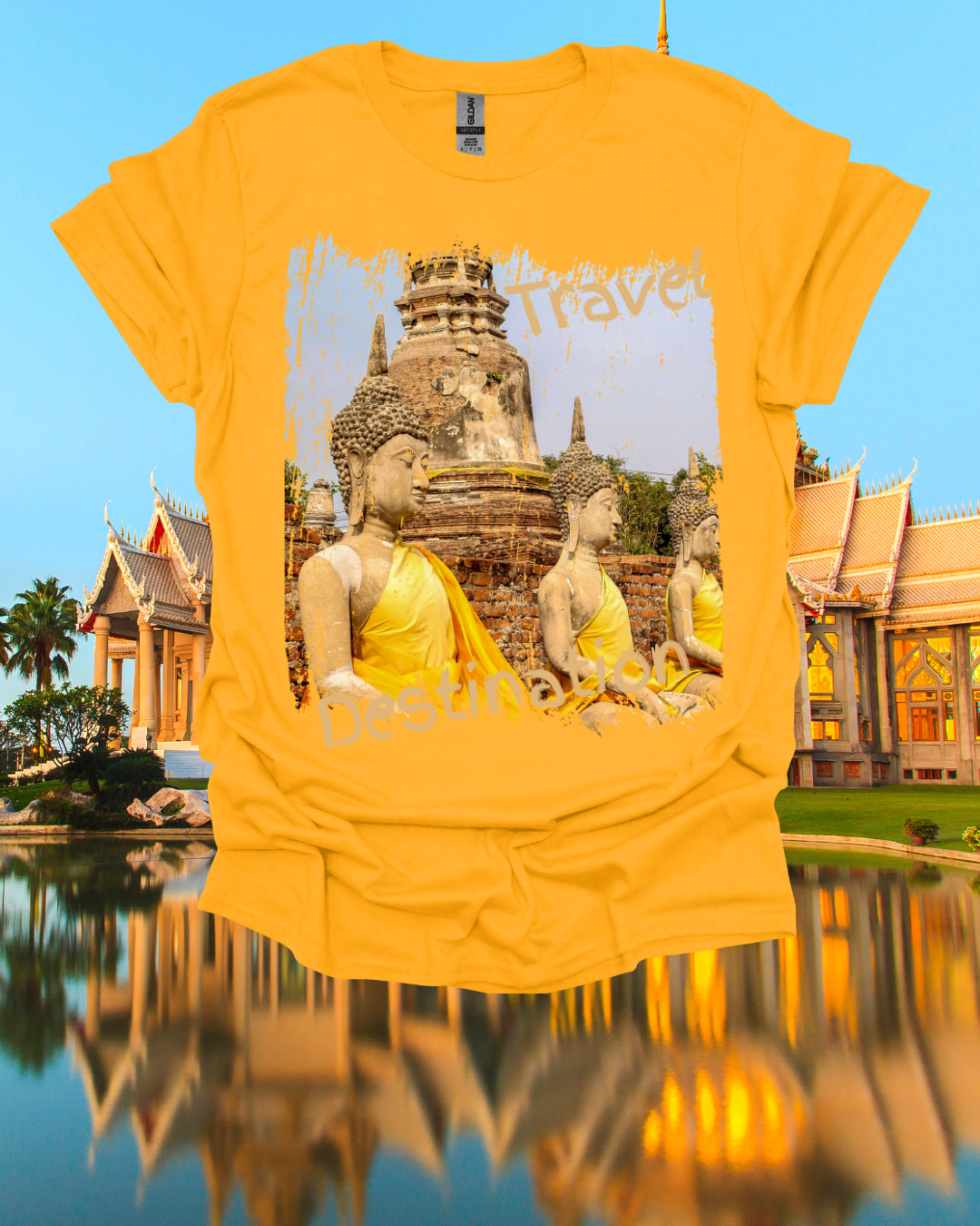Buddha Temple Travel Graphic Unisex T-Shirt — Vintage-Style Southeast Asia Vacation Tee