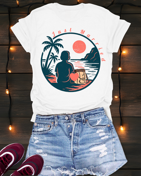 “Just Married”  women’s T-Shirt – A Perfect Blend of Humor and Sarcasm