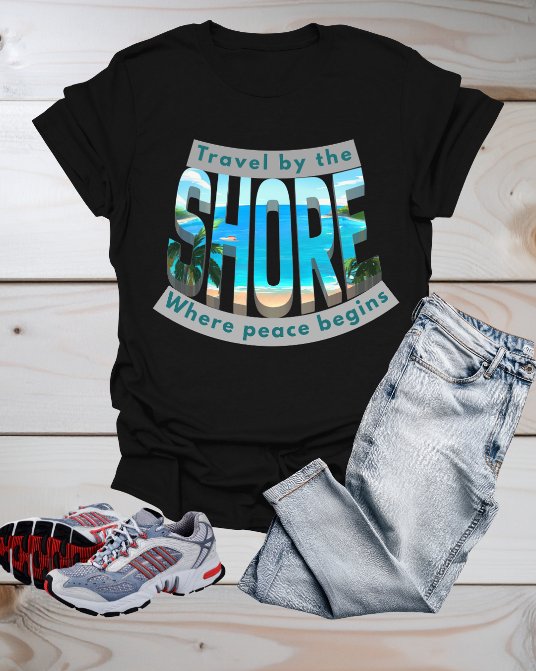 Beach Vibes Unisex Softstyle T-Shirt – “Travel by the Shore” Design