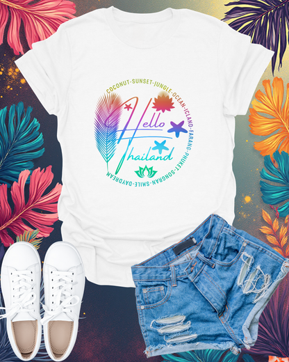 Hello Thailand Women’s Softstyle Tee – Colorful Travel Shirt for Thailand Lovers