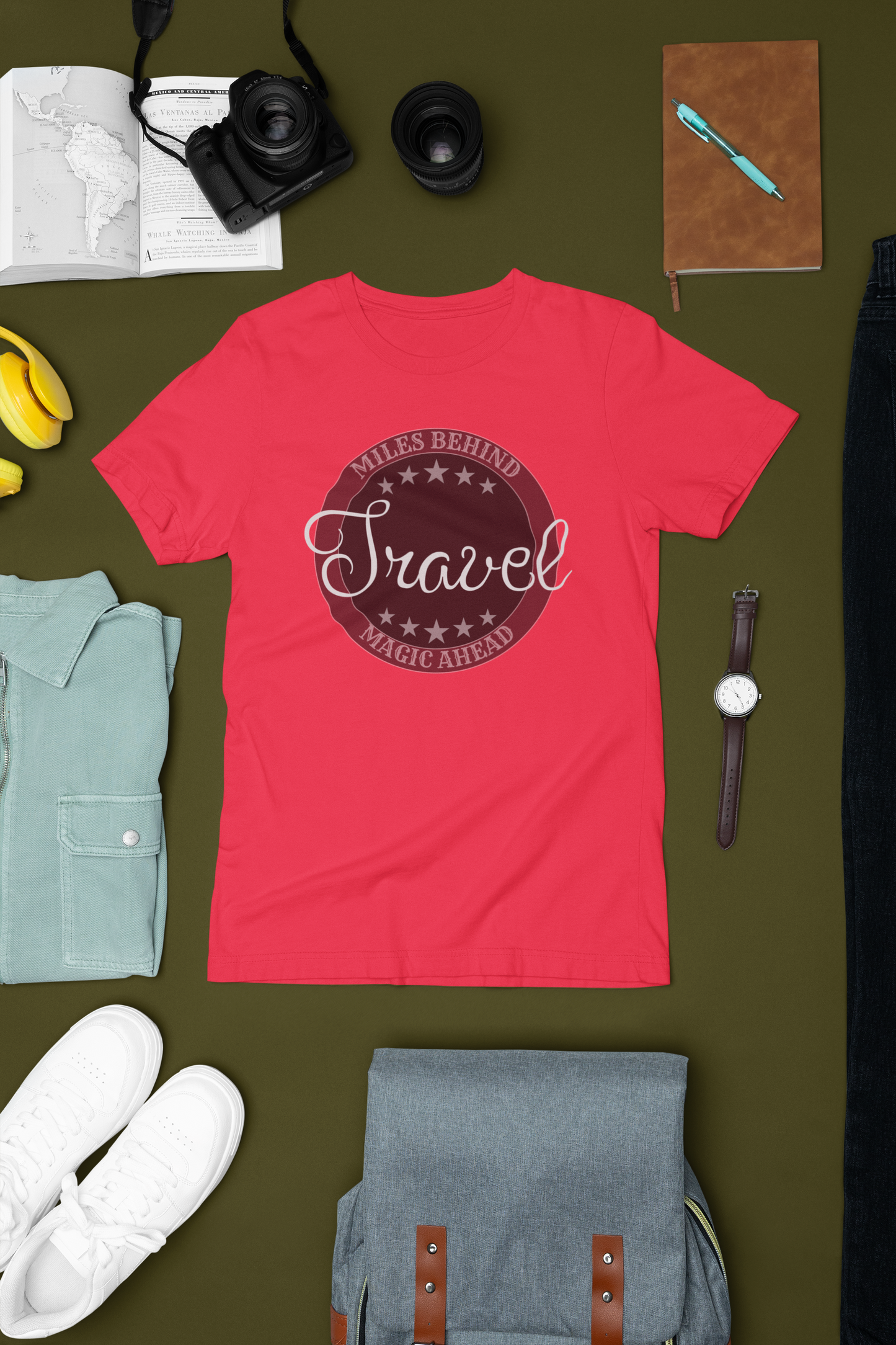 Unisex T-Shirt: “Travel Miles Behind, Magic Ahead”