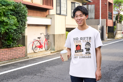 T-Shirt — "No Gifts This Year, Airline Lost My Luggage" Funny Holiday Travel Tee