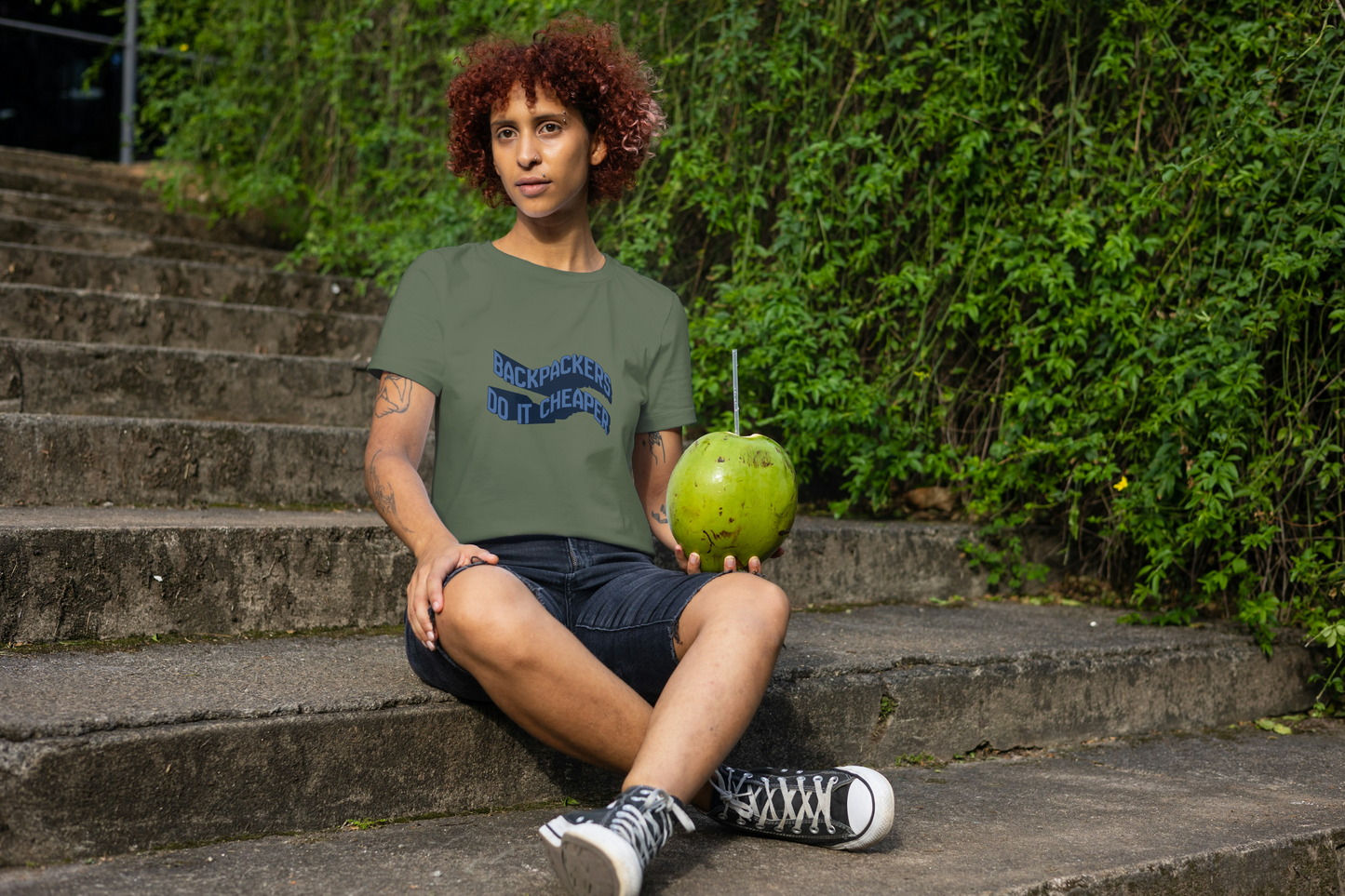 Wavy “Backpackers Do It Cheaper” Unisex Graphic T-Shirt — Adventure Travel Quote Tee.