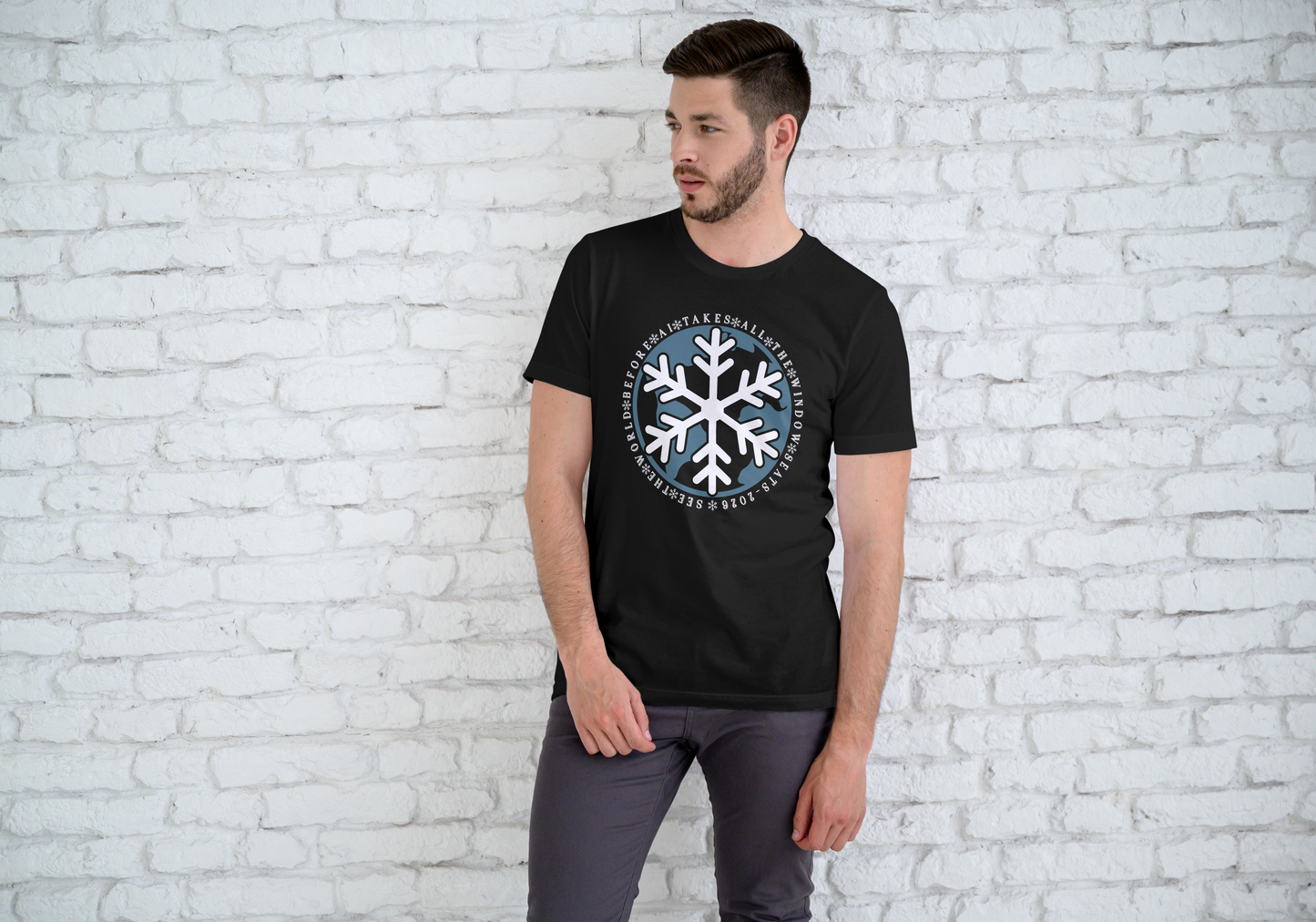 Snowflake Graphic T-Shirt – Circle Winter Emblem Tee