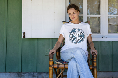 Snowflake Graphic T-Shirt – Circle Winter Emblem Tee