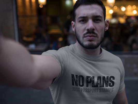 Travel-Inspired Unisex T-Shirt - 'No Plans Just Passport Stamps'